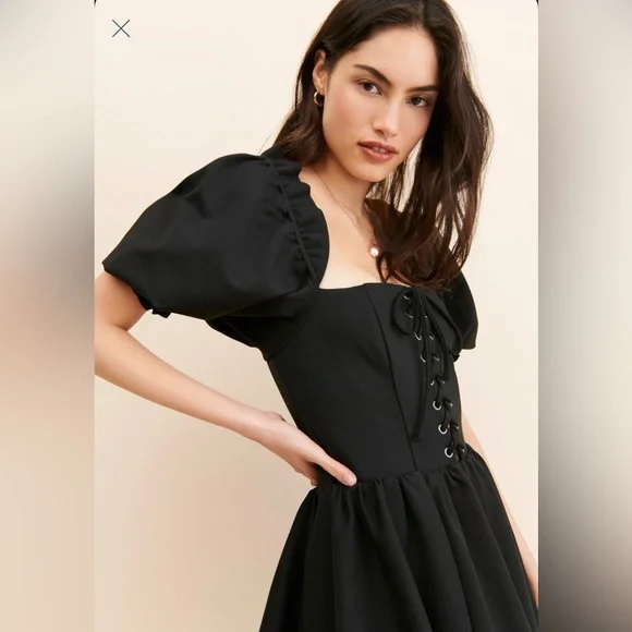 SELKIE Caviar Lace-Up Party Dress Black Womens S Mini - Picture 5 of 5